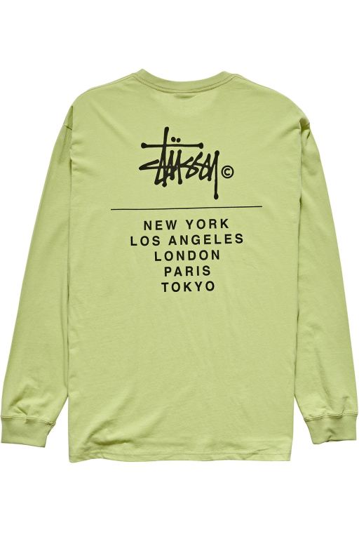 Stussy Mens City Stack Long Sleeve T Shirt Green - NLMTX3026